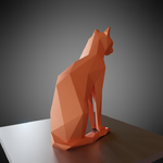 Modelo 3d de Baja poli sentado gato para impresoras 3d