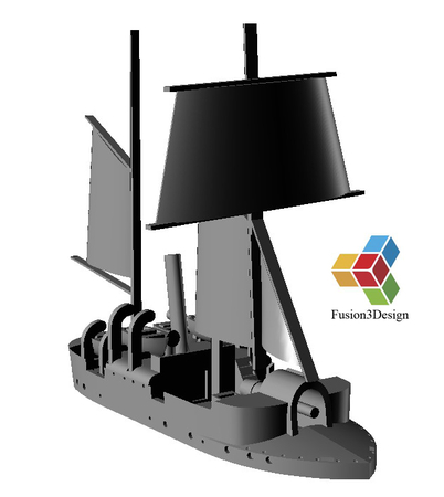 Modelo 3d de P barco cañonero para impresoras 3d