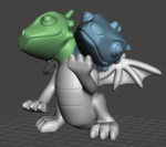 Modelo 3d de Dos cabezas lindo cría de dragón para impresoras 3d