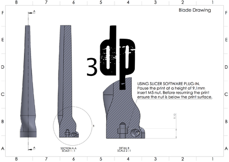 Modelo 3d de Mkii de 5 vatios 3d imprimible de la turbina de viento para impresoras 3d