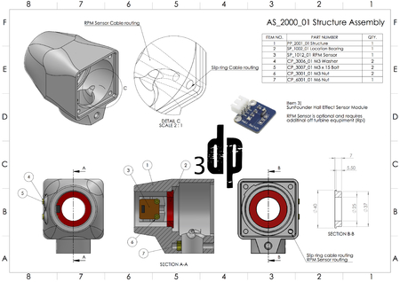 Modelo 3d de Mkiii 50 vatios 3d imprimible de la turbina de viento para impresoras 3d