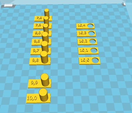 Modelo 3d de La precisión del agujero y el pin de la prueba para impresoras 3d