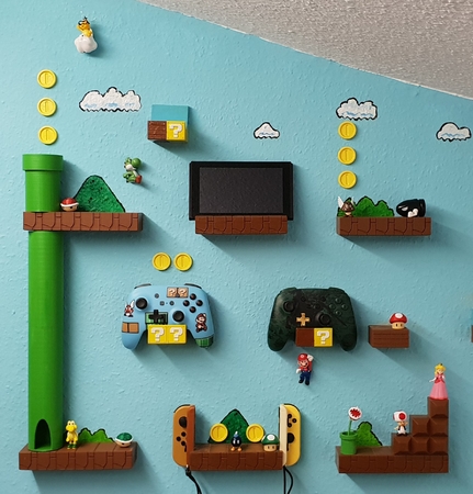 Super Mario World De Nintendo Interruptor Controller Pro De La Alegría Con Soporte De Pared