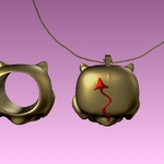 Modelo 3d de Diablo bebé funko de collar y anillo . funkos colgante bebe demonio y anillo de un juego. #anycubic3d para impresoras 3d