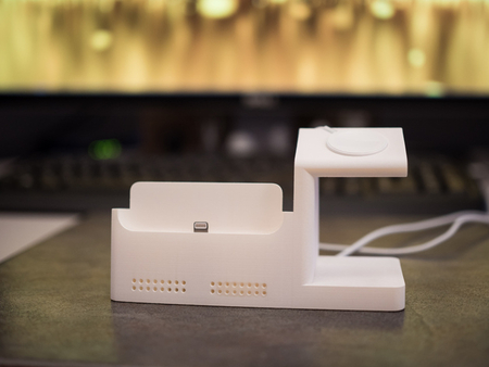  Iphone 6 plus - dock w/ integrated watch charging station  3d model for 3d printers