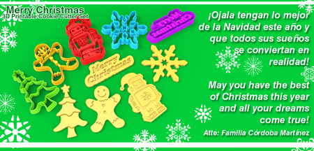 Modelo 3d de Feliz navidad 3d imprimibles cortador de galletas conjunto para impresoras 3d