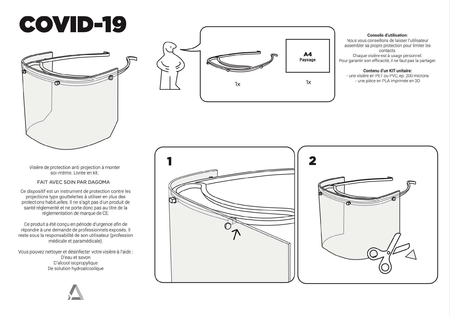  Spray protection visor - dagoma version without elastic - covid-19  3d model for 3d printers