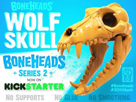  Timber wolf skull w/ jaw bone by 3dkitbash  3d model for 3d printers