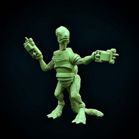  Reptiloid gunslinger  3d model for 3d printers