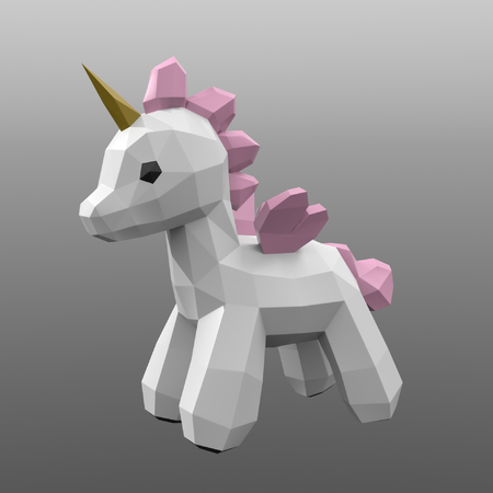 Modelo 3d de Unicornio lowpoly para impresoras 3d