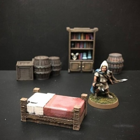  Delving decor: inn bed (28mm/heroic scale)  3d model for 3d printers