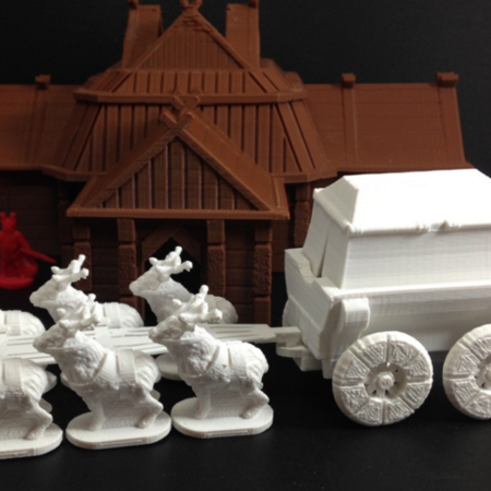  Elk-drawn wagon (18mm scale)  3d model for 3d printers