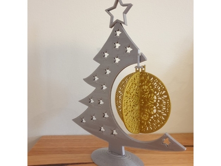 Modelo 3d de Gran navidad chuchería y Árbol de presentación para impresoras 3d