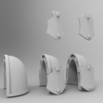 Modelo 3d de En blanco primaris almohadilla de hombro con escudo para impresoras 3d