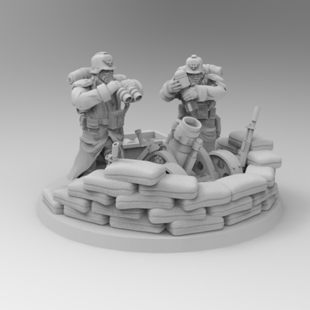 Modelo 3d de 28 mm zanja combatientes mortero arma pesada equipo para impresoras 3d