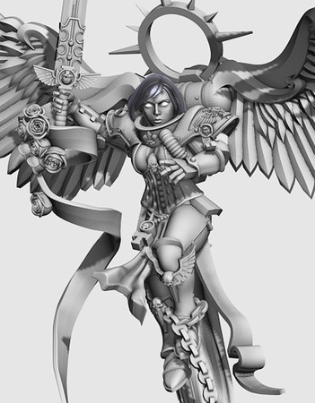  Undying saint with wings  3d model for 3d printers