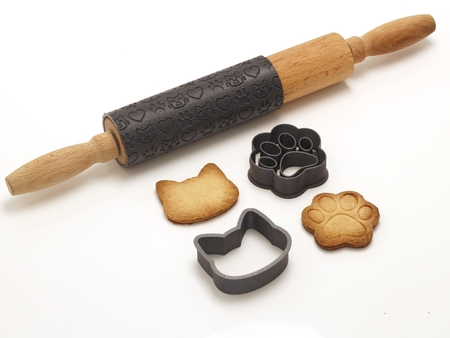  Neko baking set - cat cookie cutter / rolling pin  3d model for 3d printers