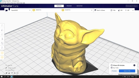 Modelo 3d de Bebé yoda - doble color para impresoras 3d