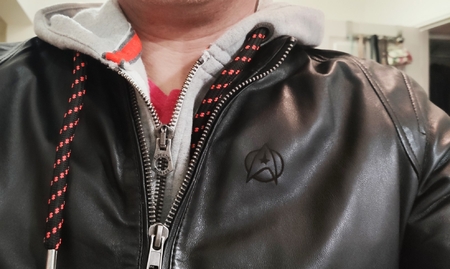 Star Trek logo on a leather jacket