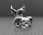 Modelo 3d de Diablo de cráneo y Águila para impresoras 3d