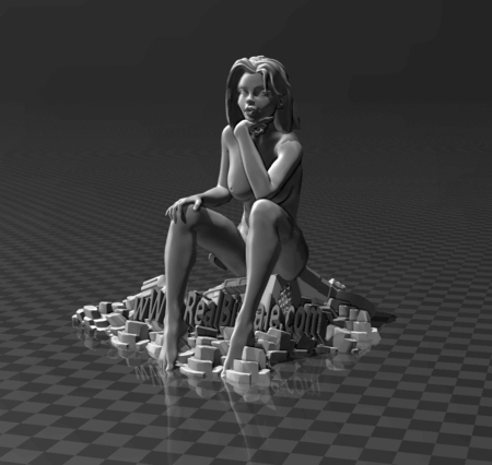  The thinker - girl  3d model for 3d printers