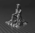 The thinker - girl  3d model for 3d printers