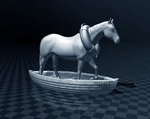 Modelo 3d de Caballo en un barco para impresoras 3d