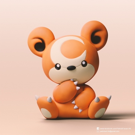  Teddiursa(pokemon)  3d model for 3d printers