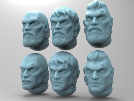  Space soldier heads - set b  3d model for 3d printers