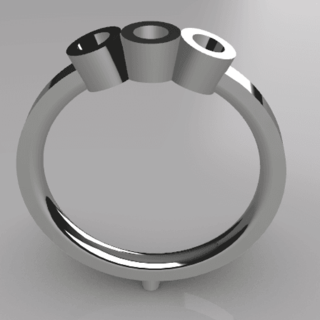 El pedido de anillo con 3 gemas - Tamaño 16