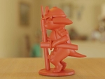  Samurai cat with spear  3d model for 3d printers