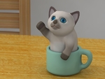 Modelo 3d de Gatito en una taza para impresoras 3d