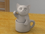 Modelo 3d de Gatito en una taza para impresoras 3d