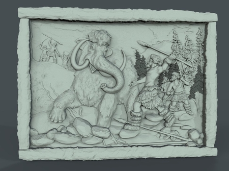 caveman mammoth cnc art hunt frame