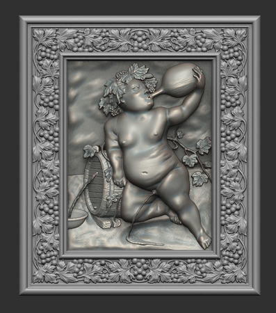 Bacchus baby peeing and drinking cnc art router frame