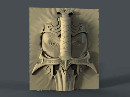viking face sword cnc art frame