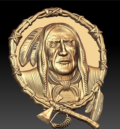 Modelo 3d de Indio nativo americano, cnc art frame para impresoras 3d