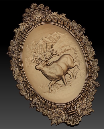  Frame deer nature cnc art router  3d model for 3d printers