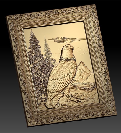  Beautiful eagle in the mountain cnc frame art router  3d model for 3d printers