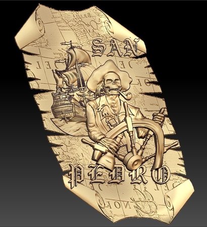  San pedro skull pirate ship boat cnc art frame  3d model for 3d printers
