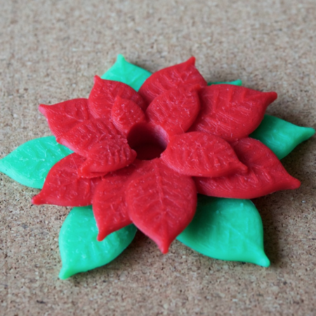  Poinsettia - push pin  3d model for 3d printers