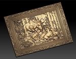  Moose attacking 3 digs hunting scene nature cnc art frame  3d model for 3d printers