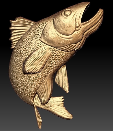  Salmon trout fish cnc router art  3d model for 3d printers