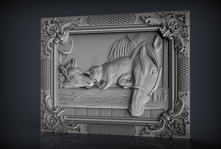 horse her cub and a cat farm cnc router