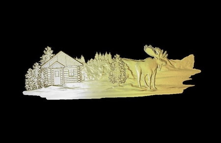  Moose near cabin snow cnc  3d model for 3d printers