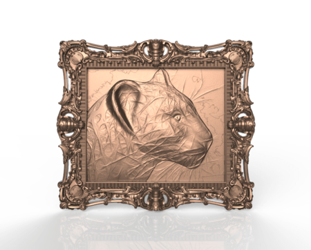  Panther frame animal art cnc router  3d model for 3d printers