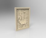  Deer and pheasant on a tree forrest cnc router  3d model for 3d printers