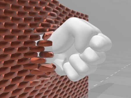  Fist penetrating brick wall  3d model for 3d printers