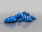  云朵和棕榈树 3D 打印机的 3D 模型