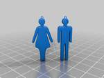  Earrings toilet man and woman  3d model for 3d printers